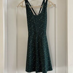 Fabletics Dark Green Star Print Sleeveless Mini Dress with shorts